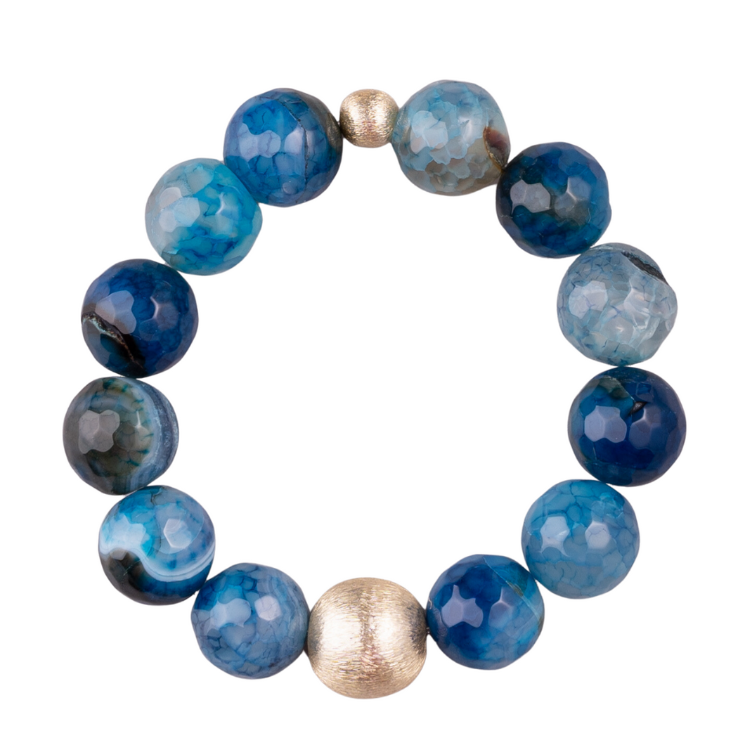Blue Agate, Gold Brushed Ball