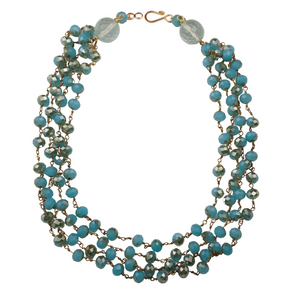 Teal Crystal Chain Necklace