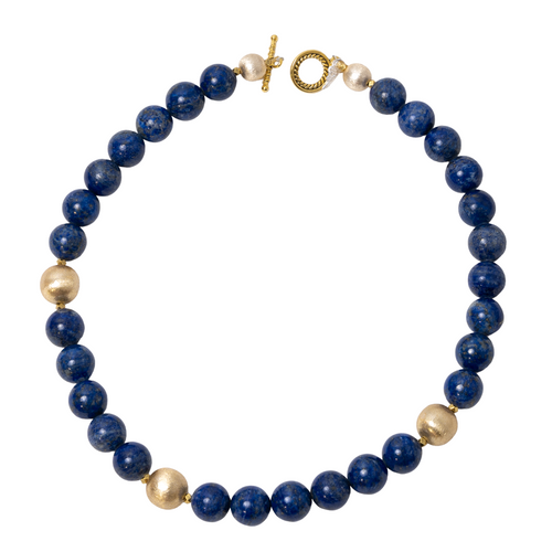 Lapis & Gold Bead Necklace