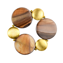 Load image into Gallery viewer, Mother of Pearl and Gold Disc Bracelet