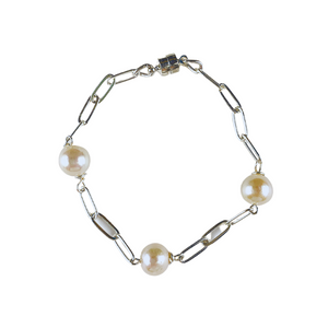 Paperclip Chain & Pearl Bracelet