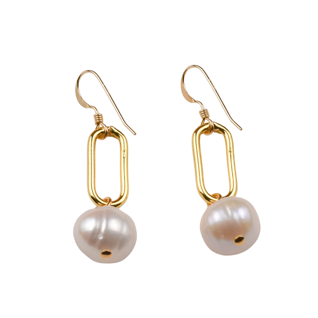 Paperclip Earrings with Pearls