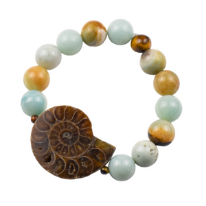 Flower Amazonite and Nautilus Shell Bracelet