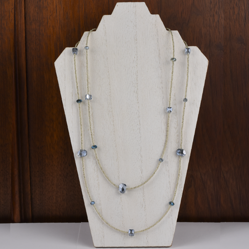 Henrietta Necklace with Blue Crystal on Silver