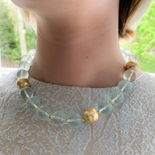 Load image into Gallery viewer, Aqua and Gold Necklace