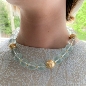 Aqua and Gold Necklace