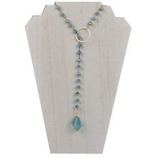 Load image into Gallery viewer, Sea Glass &amp; Teal Crystal Lariat