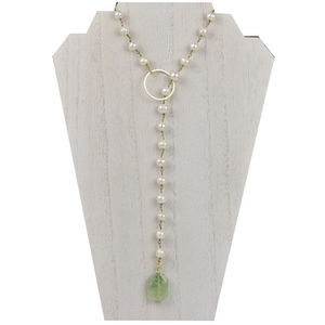 Pearl and Tourmaline Lariat