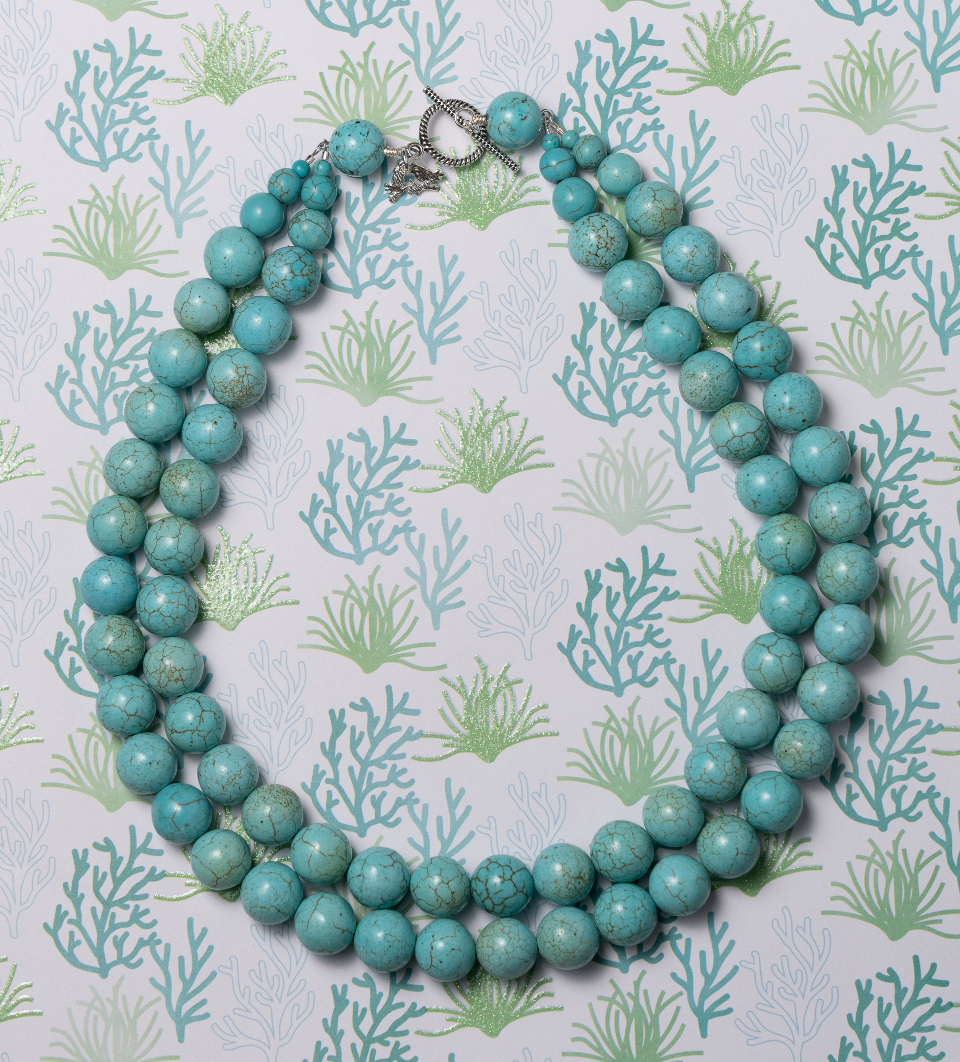 Vintage Carved Turquoise Massive Necklace Men Women Long