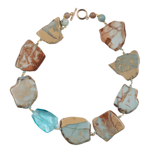 Terra Jasper, Aquamarine Crystal Necklace