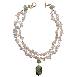 Heishi Pearl & Chrysoprase Necklace