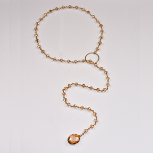 Peach Crystal Lariat