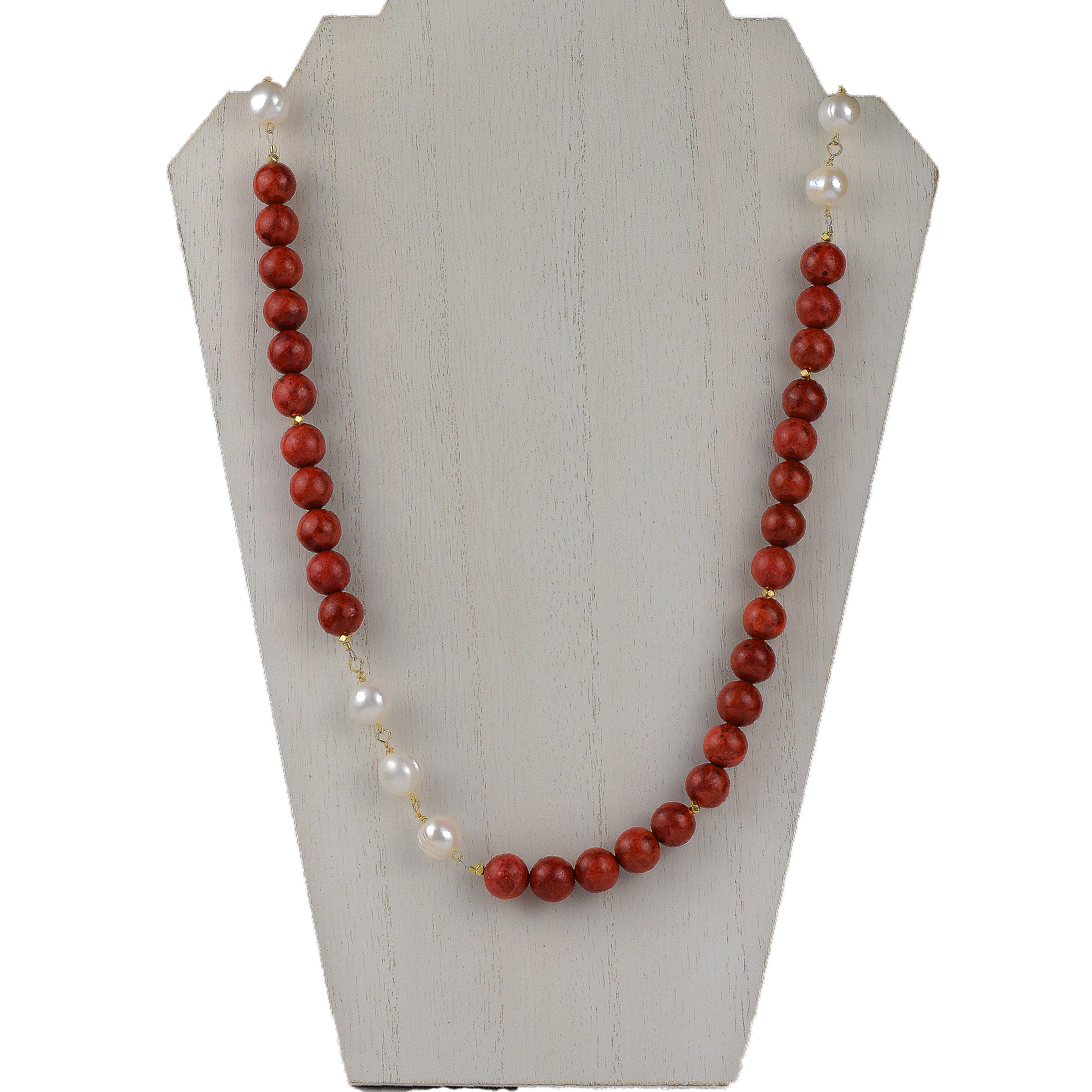 Red Coral and Baroque Pearl Necklace