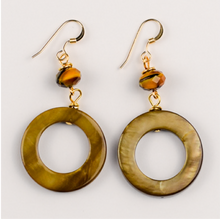 Load image into Gallery viewer, Gold Earrings with Mother of Pearl